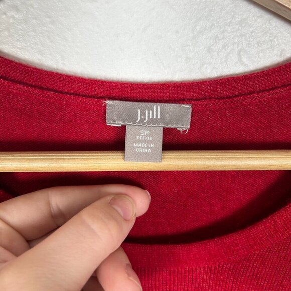 J.Jill Small Petite Red 3/4 Sleeve Wool Blend Pleated Sweater Dress - Picture 10 of 10